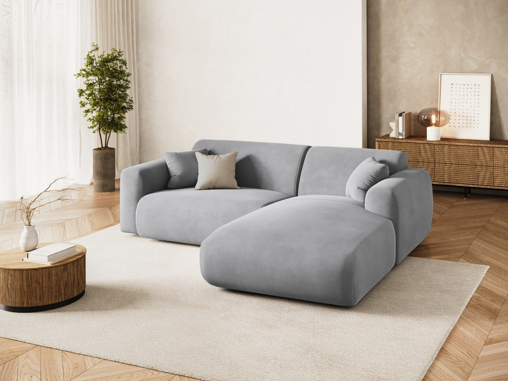 
4-Sitzer Design Ecksofa „Nolio“ - Samt Hellgrau / Eckteil rechts