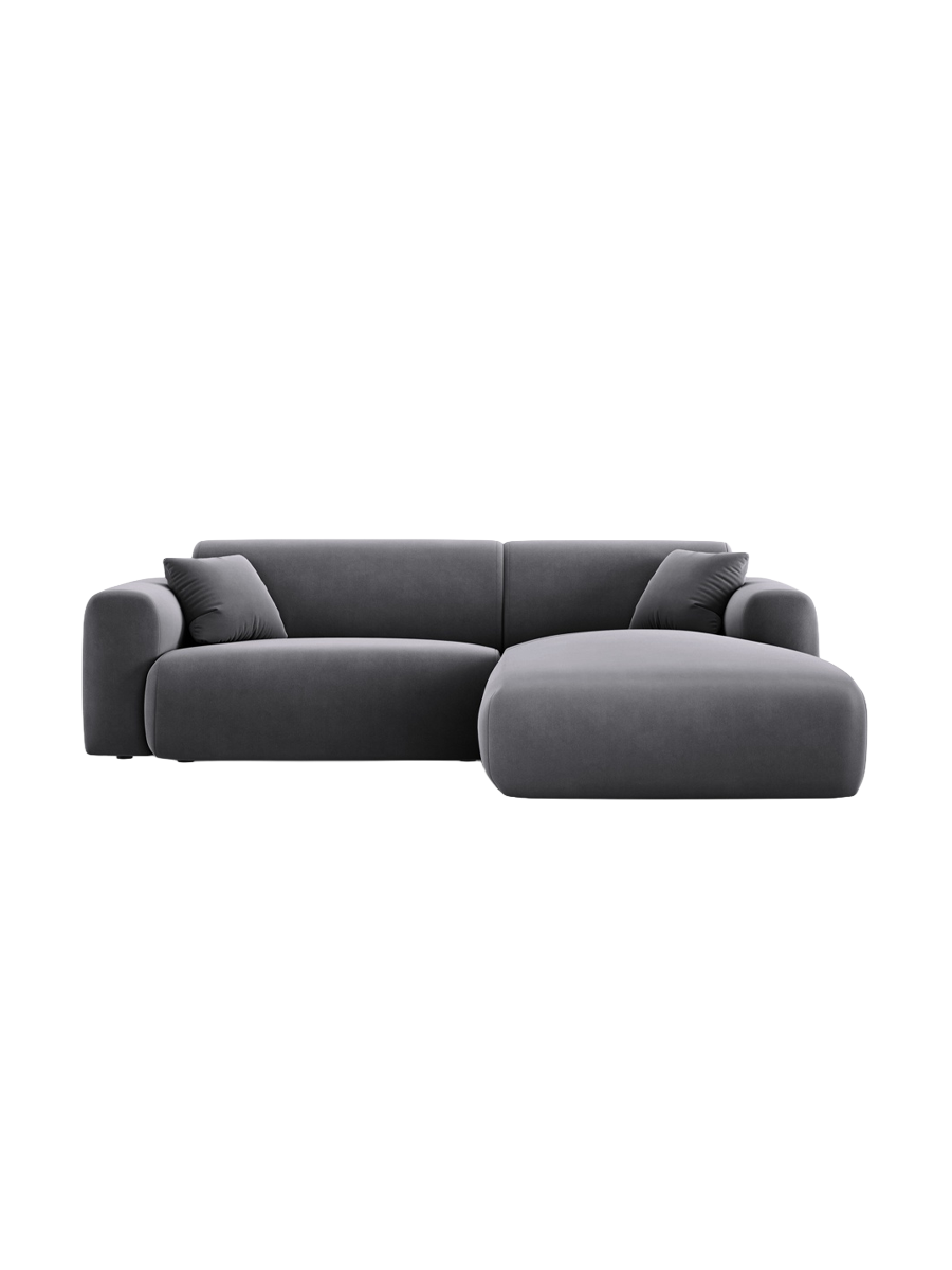 
4-Sitzer Design Ecksofa „Nolio“ - Samt Dunkelgrau / Eckteil rechts