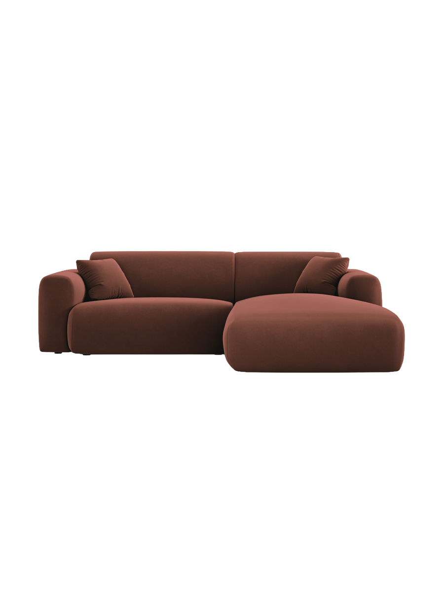 
4-Sitzer Design Ecksofa „Nolio“ - Samt Terracotta dunkel / Eckteil rechts
