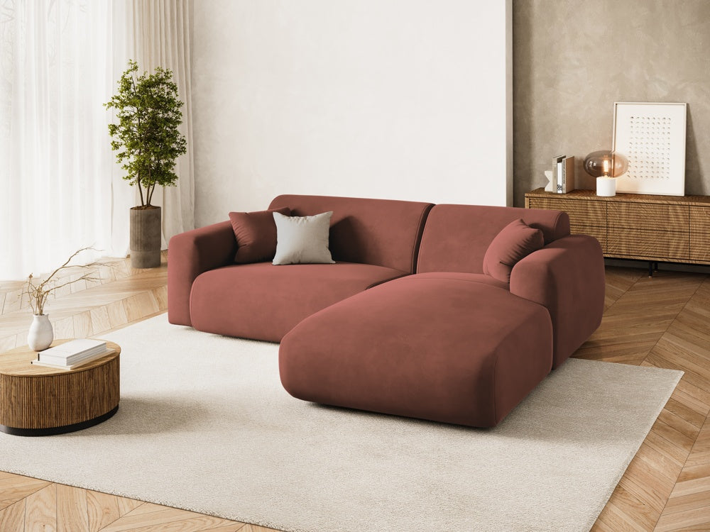 
4-Sitzer Design Ecksofa „Nolio“ - Samt Terracotta dunkel / Eckteil rechts