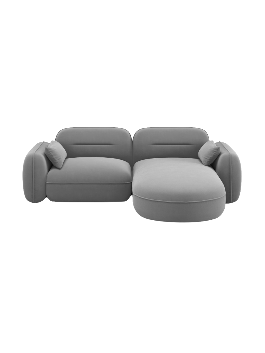 
3-Sitzer Design Ecksofa „Sydney“ - Samt Hellgrau / Eckteil rechts