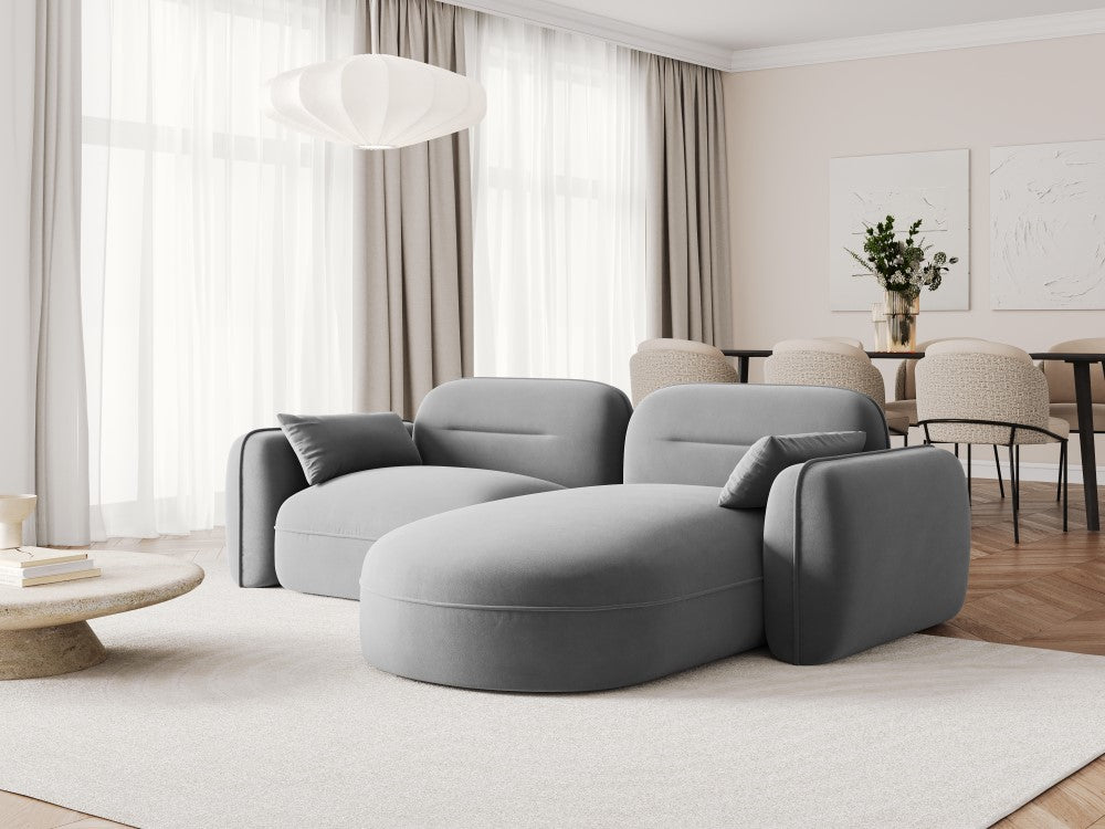 
3-Sitzer Design Ecksofa „Sydney“ - Samt Hellgrau / Eckteil rechts