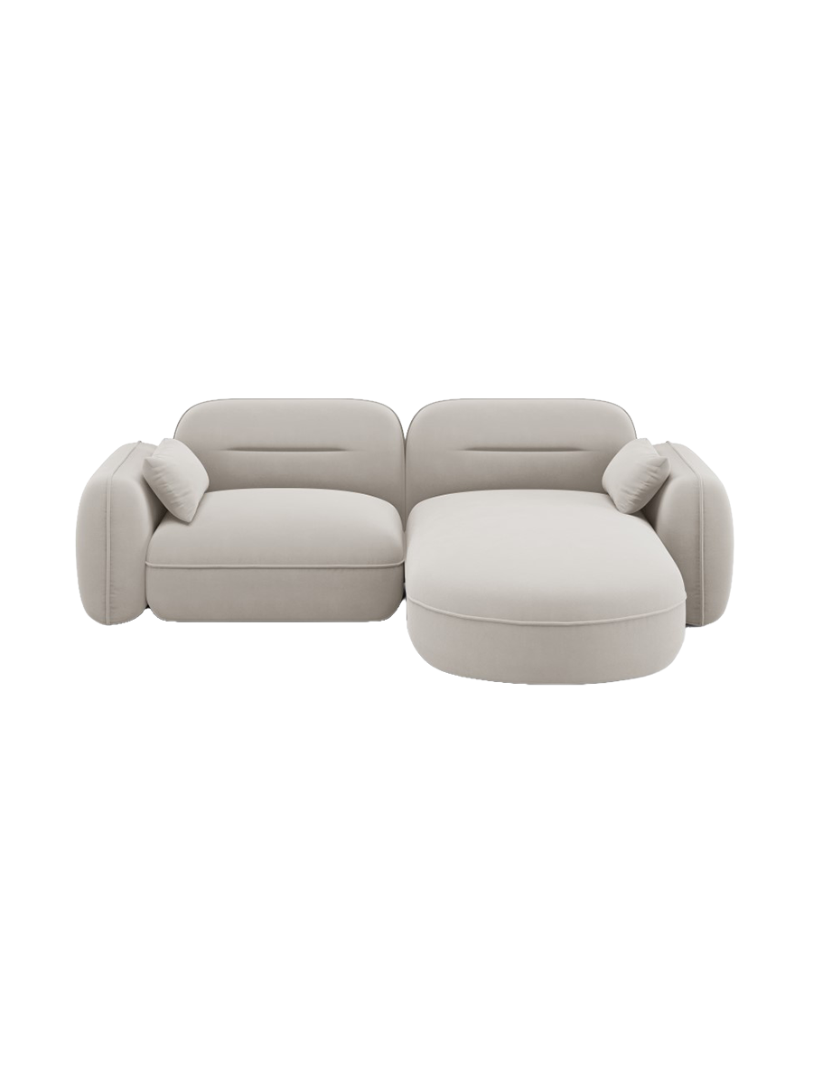 
3-Sitzer Design Ecksofa „Sydney“ - Samt Beige hell / Eckteil rechts