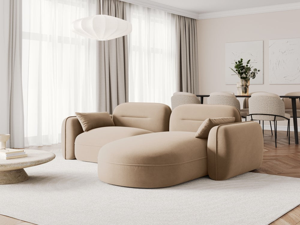
3-Sitzer Design Ecksofa „Sydney“ - Samt Sand / Eckteil rechts