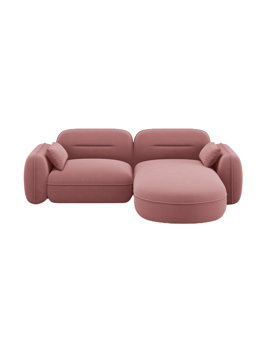
3-Sitzer Design Ecksofa „Sydney“ - Samt Flamingo Rosa / Eckteil rechts