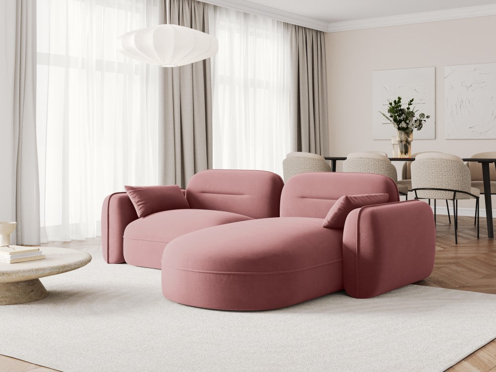 
3-Sitzer Design Ecksofa „Sydney“ - Samt Flamingo Rosa / Eckteil rechts