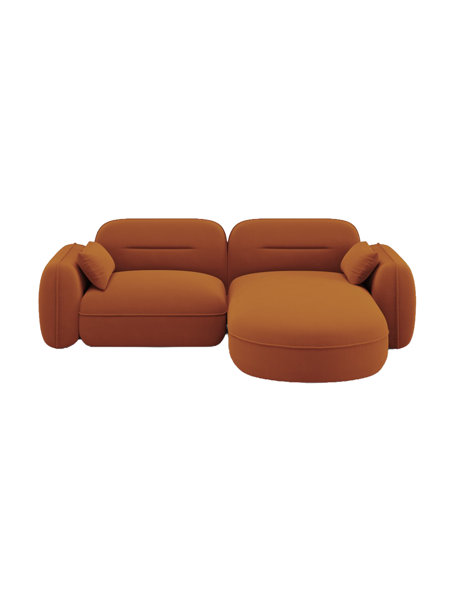 
3-Sitzer Design Ecksofa „Sydney“ - Samt Terracotta / Eckteil rechts