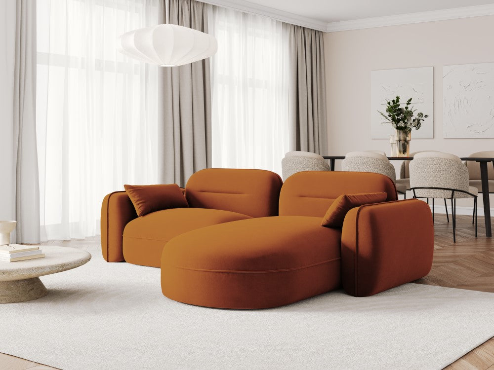
3-Sitzer Design Ecksofa „Sydney“ - Samt Terracotta / Eckteil rechts