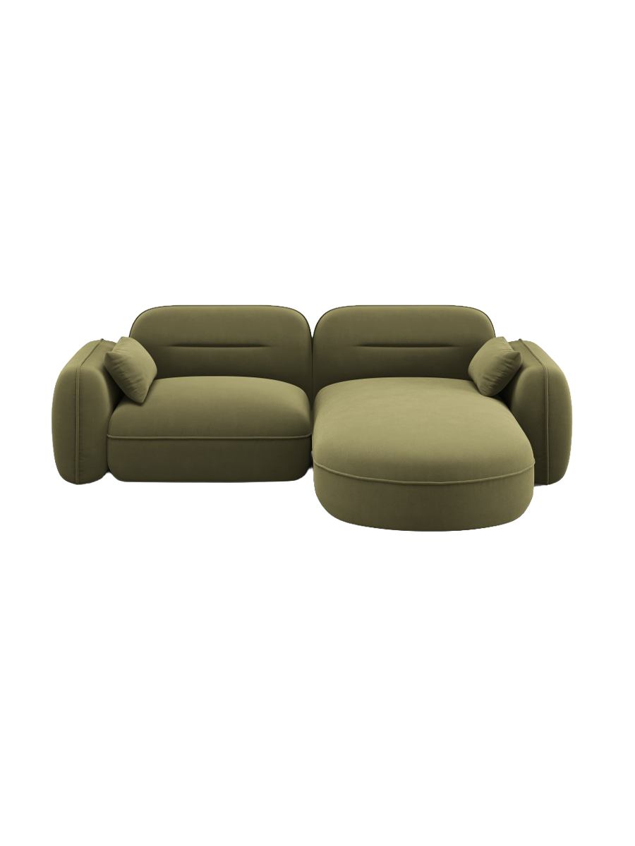 
3-Sitzer Design Ecksofa „Sydney“ - Samt Hellgrün / Eckteil rechts