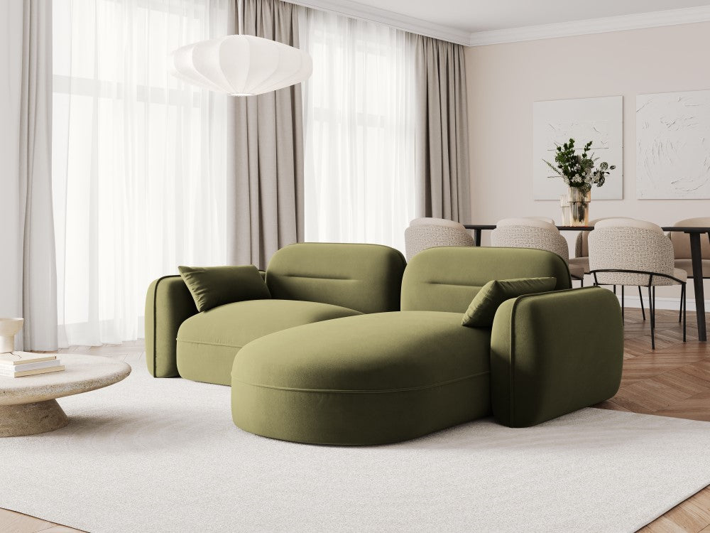 
3-Sitzer Design Ecksofa „Sydney“ - Samt Hellgrün / Eckteil rechts