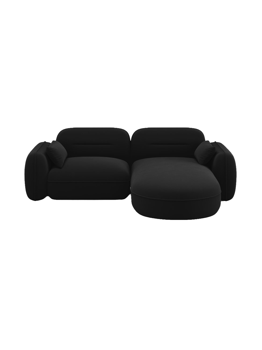 
3-Sitzer Design Ecksofa „Sydney“ - Samt Schwarz / Eckteil rechts