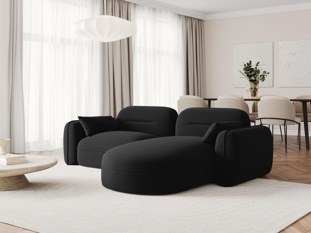 
3-Sitzer Design Ecksofa „Sydney“ - Samt Schwarz / Eckteil rechts