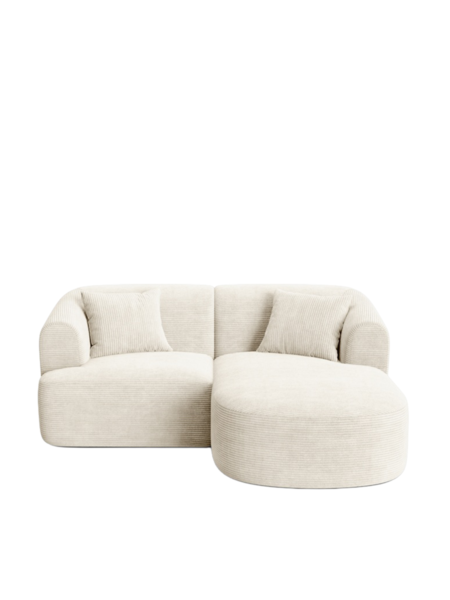 
3-Seater Designer Corner Sofa "Campi" - Cord Ivory / Right-hand corner section