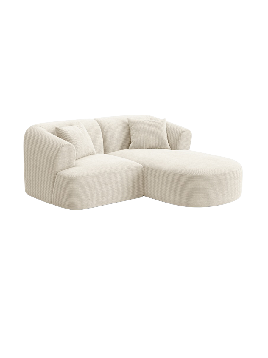 
3-Seater Designer Corner Sofa "Campi" - Cord Ivory / Right-hand corner section