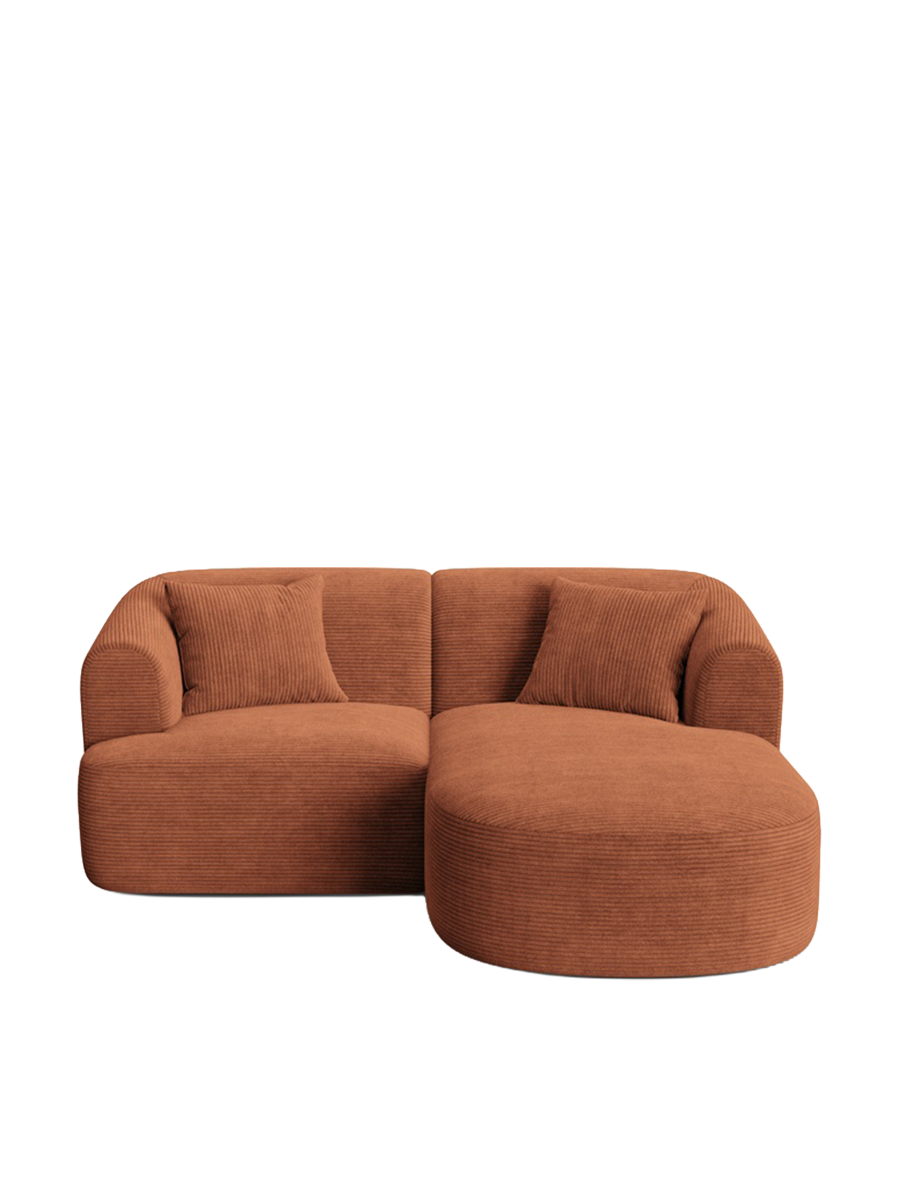 
3-Seater Designer Corner Sofa "Campi" - Cord Terracotta / Right-hand corner section