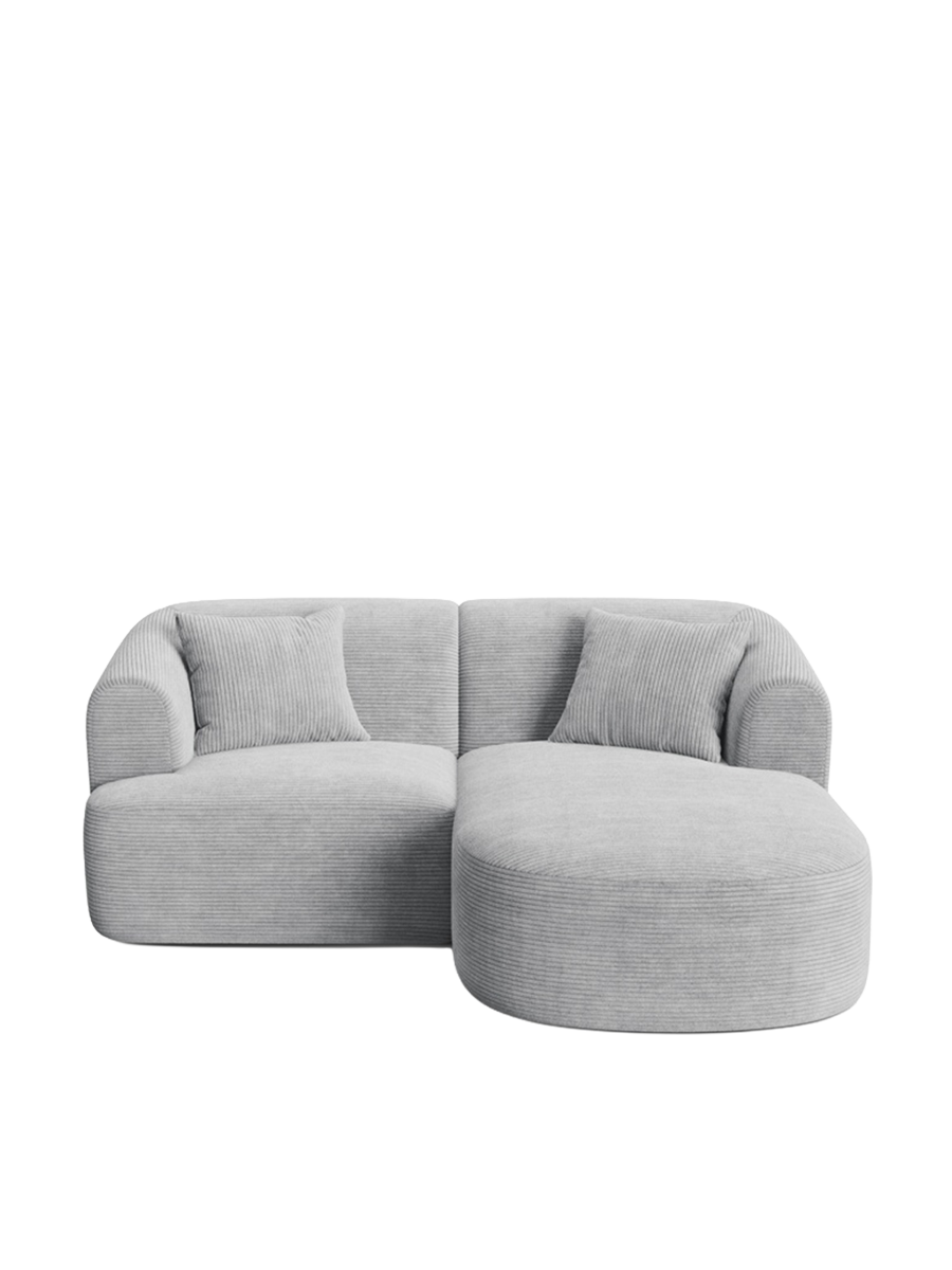 
3-Seater Designer Corner Sofa "Campi" - Corduroy Silver / Right-hand corner section