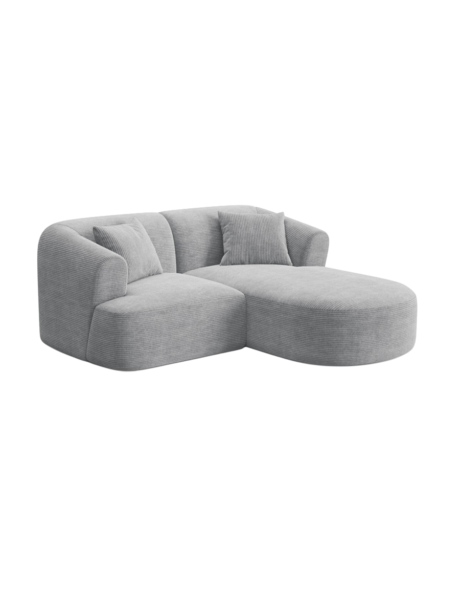 
3-Seater Designer Corner Sofa "Campi" - Corduroy Silver / Right-hand corner section