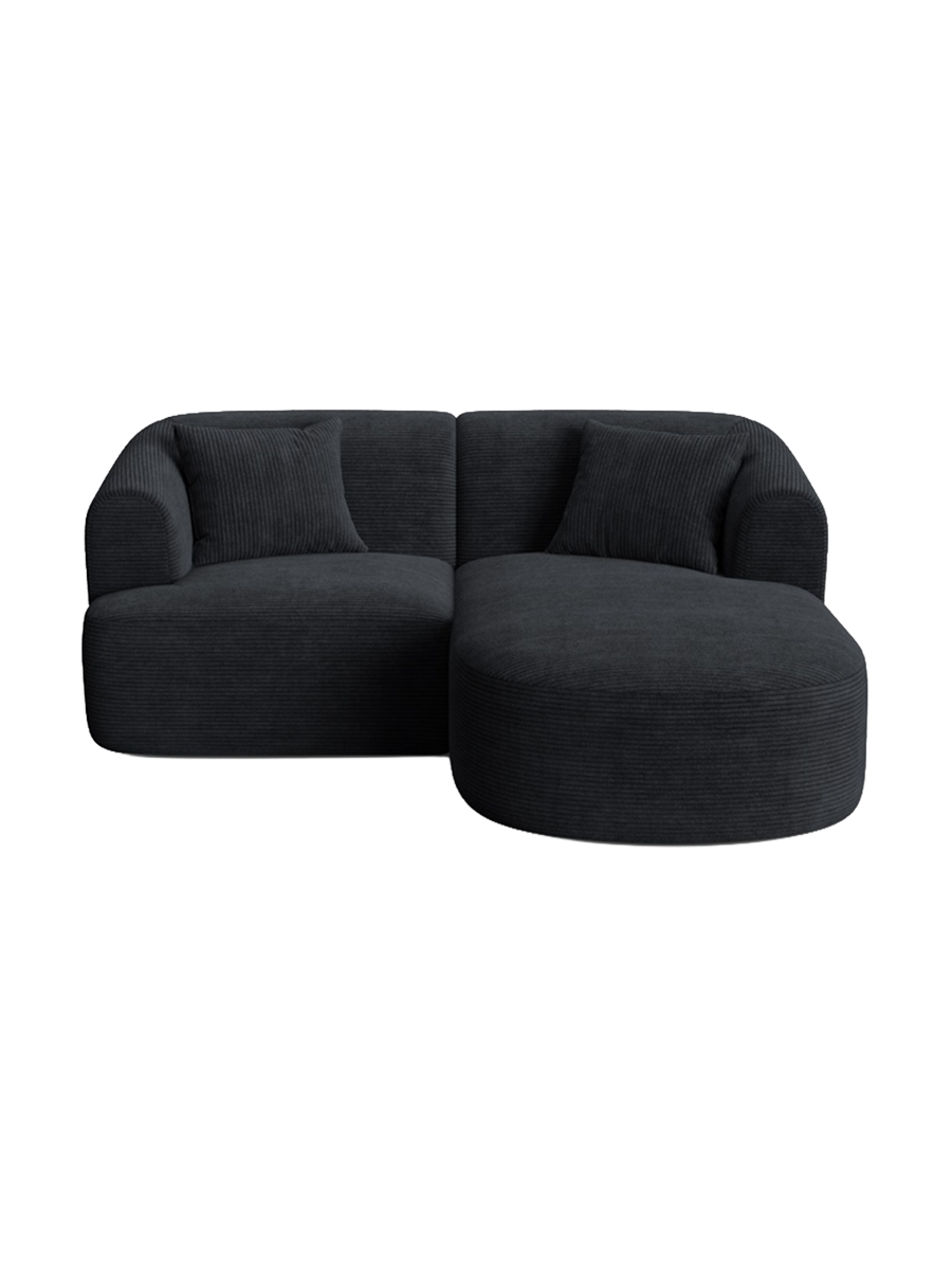 
3-Seater Designer Corner Sofa "Campi" - Cord Schwarz / Right-hand corner section
