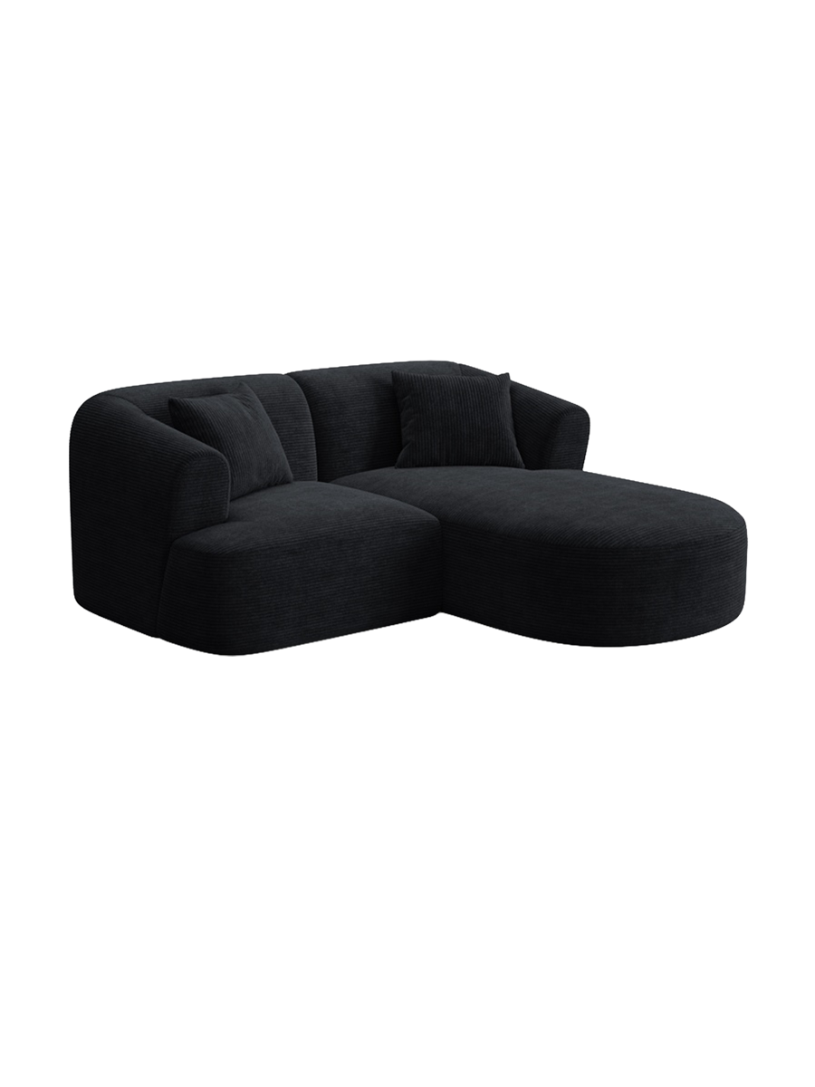 
3-Seater Designer Corner Sofa "Campi" - Cord Schwarz / Right-hand corner section