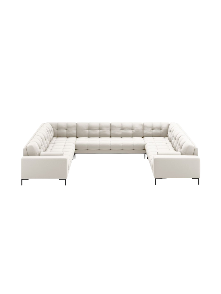 
9-Sitzer Design Panorama-Sofa „Bali“ - Strukturstoff Beige hell / Schwarz