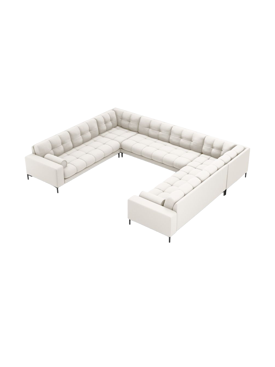 
9-Sitzer Design Panorama-Sofa „Bali“ - Strukturstoff Beige hell / Schwarz