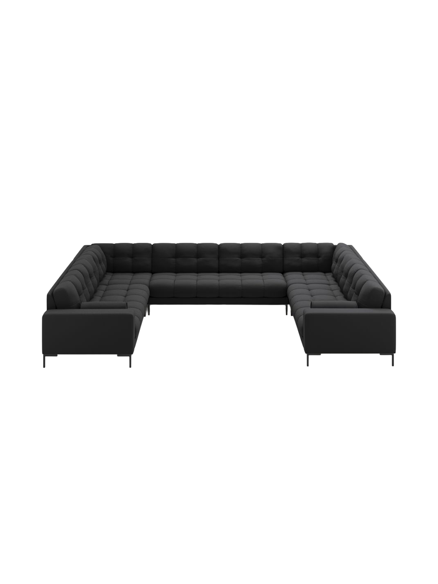 
9-Sitzer Design Panorama-Sofa „Bali“ - Strukturstoff Dunkelgrau / Schwarz