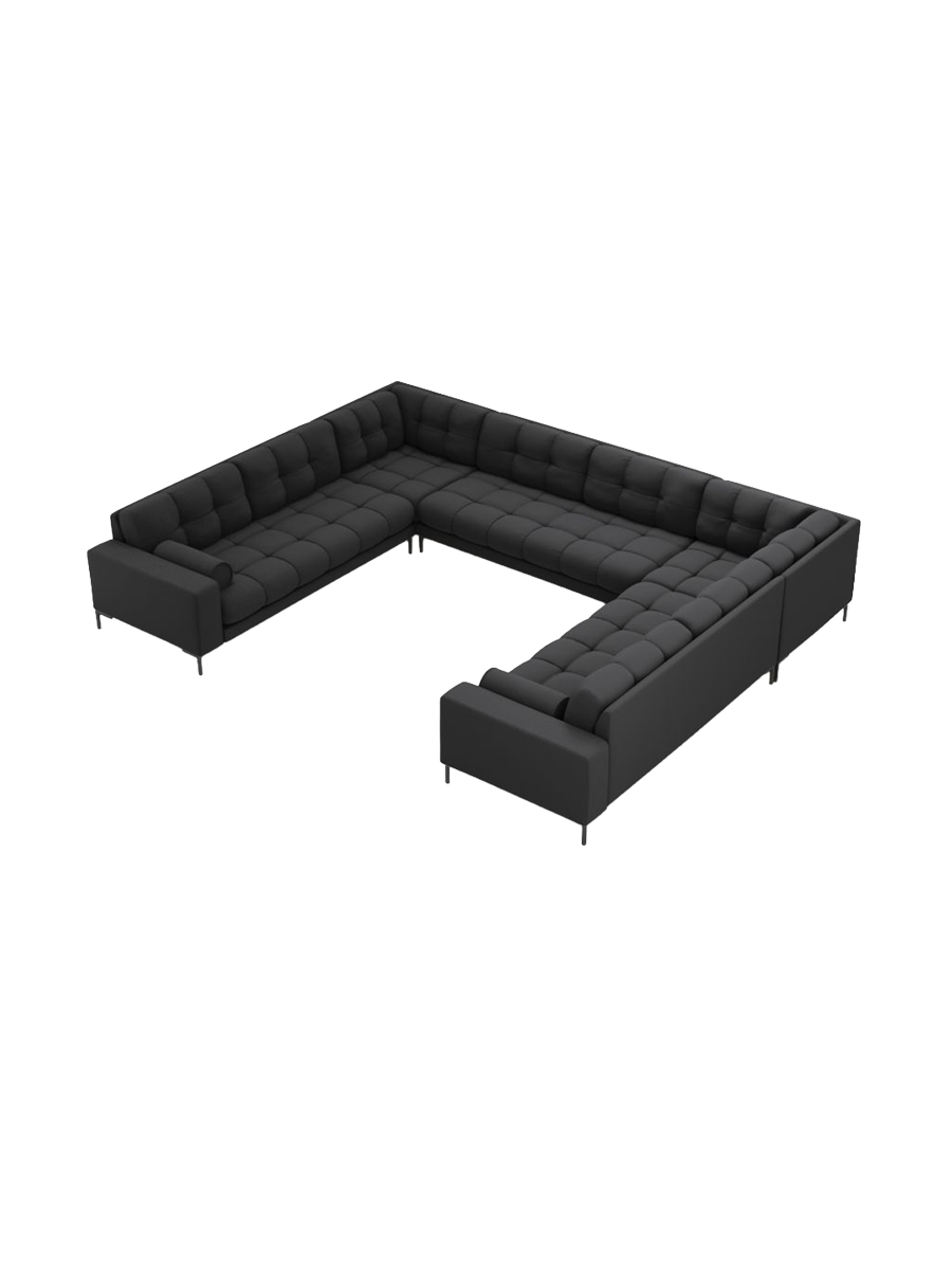 
9-Sitzer Design Panorama-Sofa „Bali“ - Strukturstoff Dunkelgrau / Schwarz