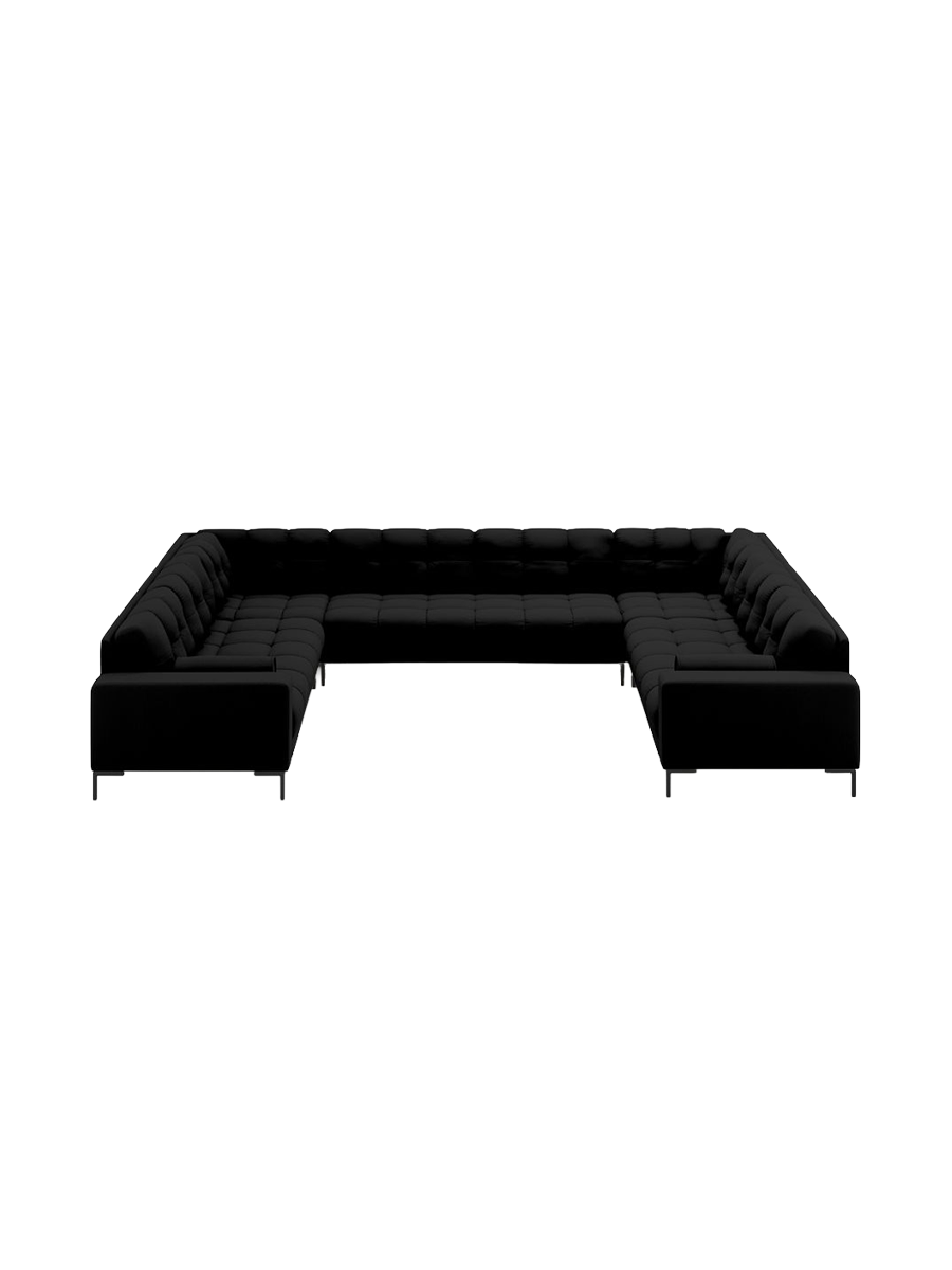 
9-Sitzer Design Panorama-Sofa „Bali“ - Strukturstoff Schwarz / Schwarz