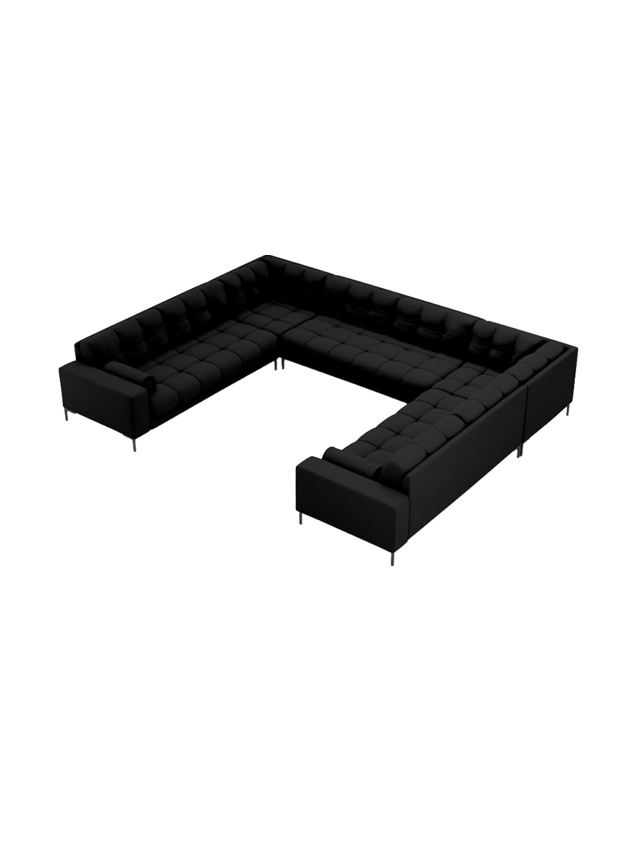 
9-Sitzer Design Panorama-Sofa „Bali“ - Strukturstoff Schwarz / Schwarz