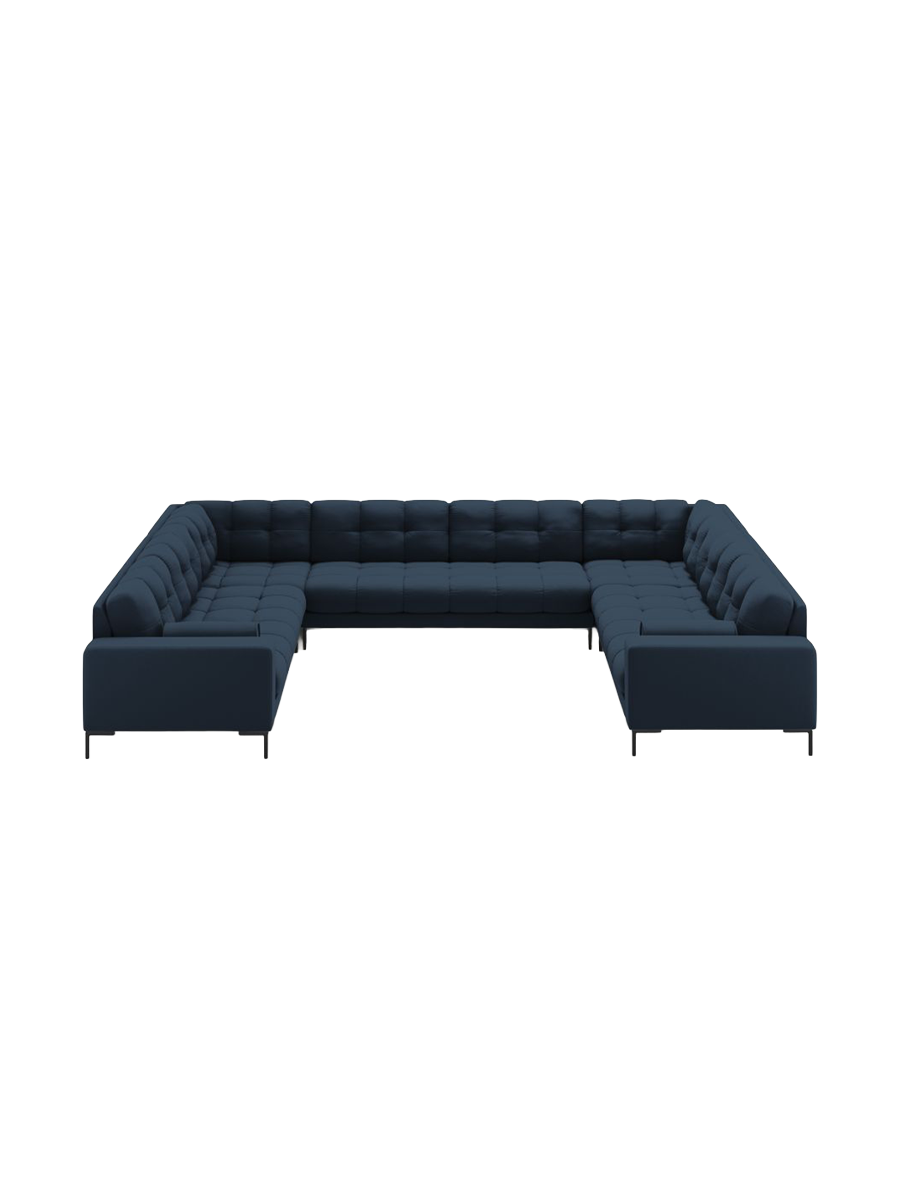 
9-Sitzer Design Panorama-Sofa „Bali“ - Strukturstoff Blau / Schwarz