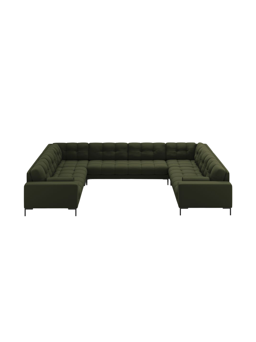 
9-Sitzer Design Panorama-Sofa „Bali“ - Strukturstoff Grün / Schwarz