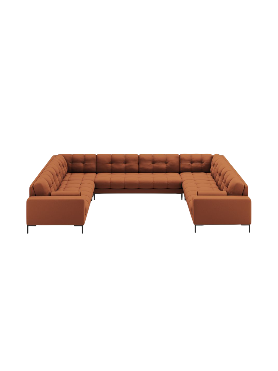 
9-Sitzer Design Panorama-Sofa „Bali“ - Strukturstoff Brick / Schwarz