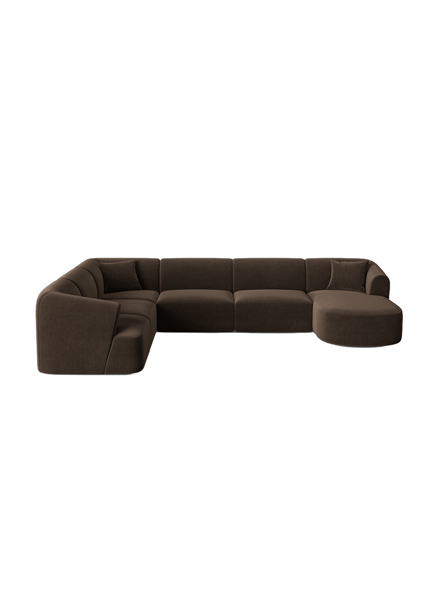 
7-Seater Designer Panoramic Sofa "Campi" - Velvet Chocolate / long side left