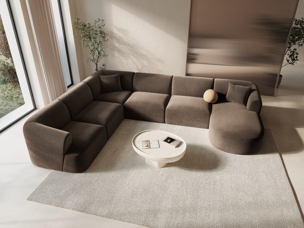 
7-Seater Designer Panoramic Sofa "Campi" - Velvet Chocolate / long side left