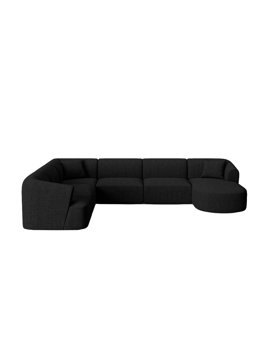 
7-Seater Designer Panoramic Sofa "Campi" - Textured Fabric Black / long side left