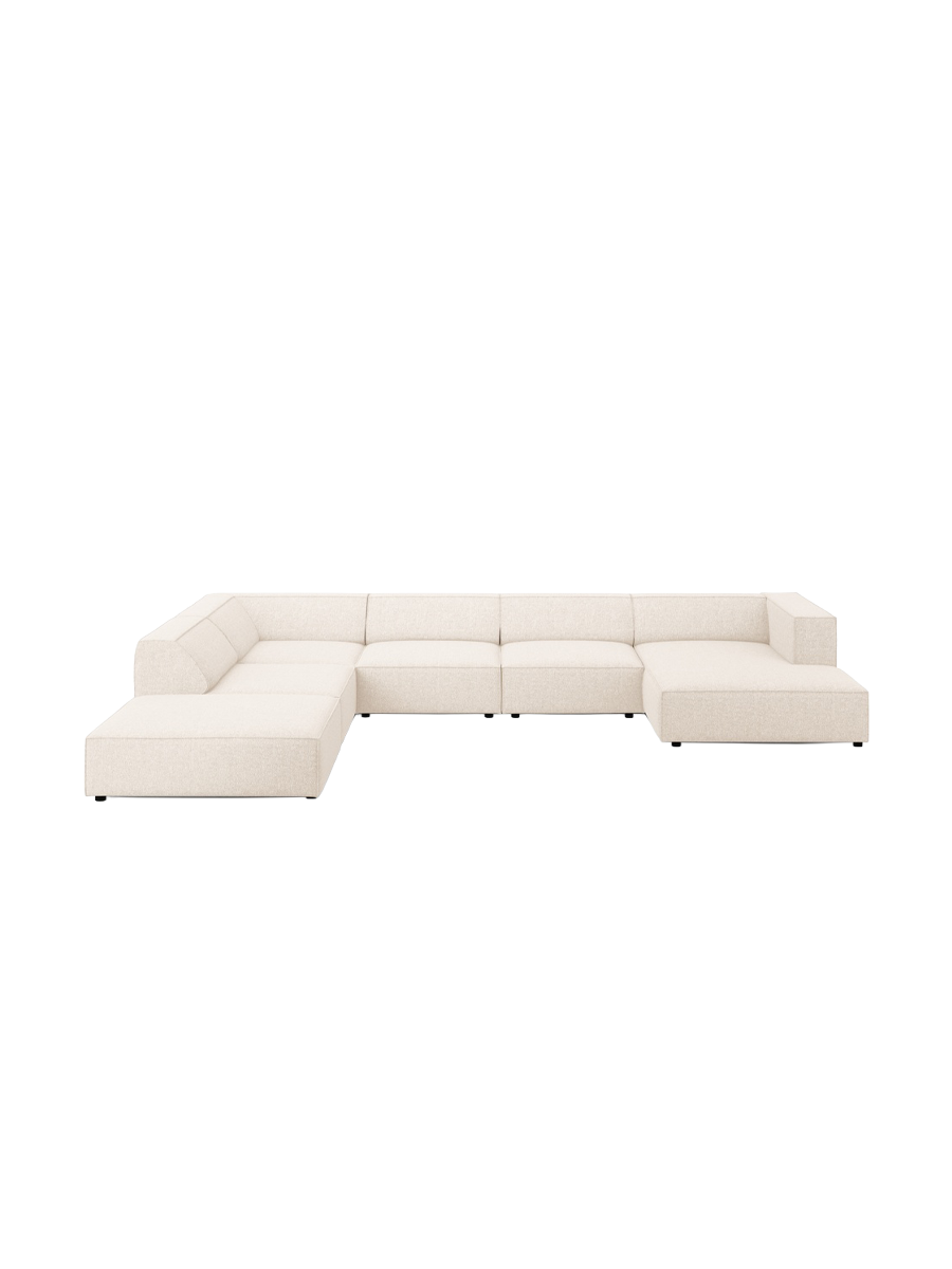 
7-seater designer panoramic sofa "Arendal" - Chenille Light Beige / long side left