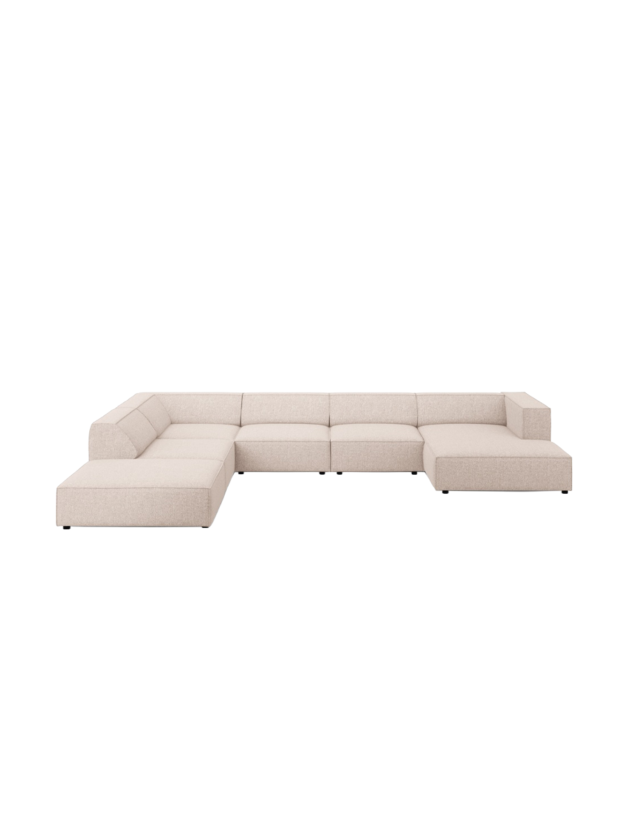 
7-seater designer panoramic sofa "Arendal" - Chenille Beige / long side left