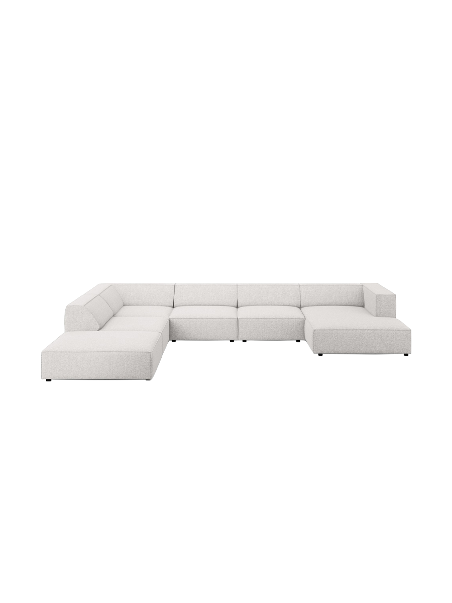 
7-seater designer panoramic sofa "Arendal" - Chenille Light Grey / long side left