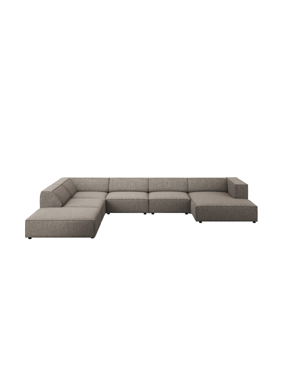 
7-seater designer panoramic sofa "Arendal" - Chenille Grey / long side left