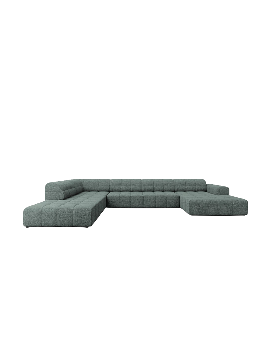 
7-Seater Designer Panoramic Sofa "Chicago" - Petrol Chenille / long side left