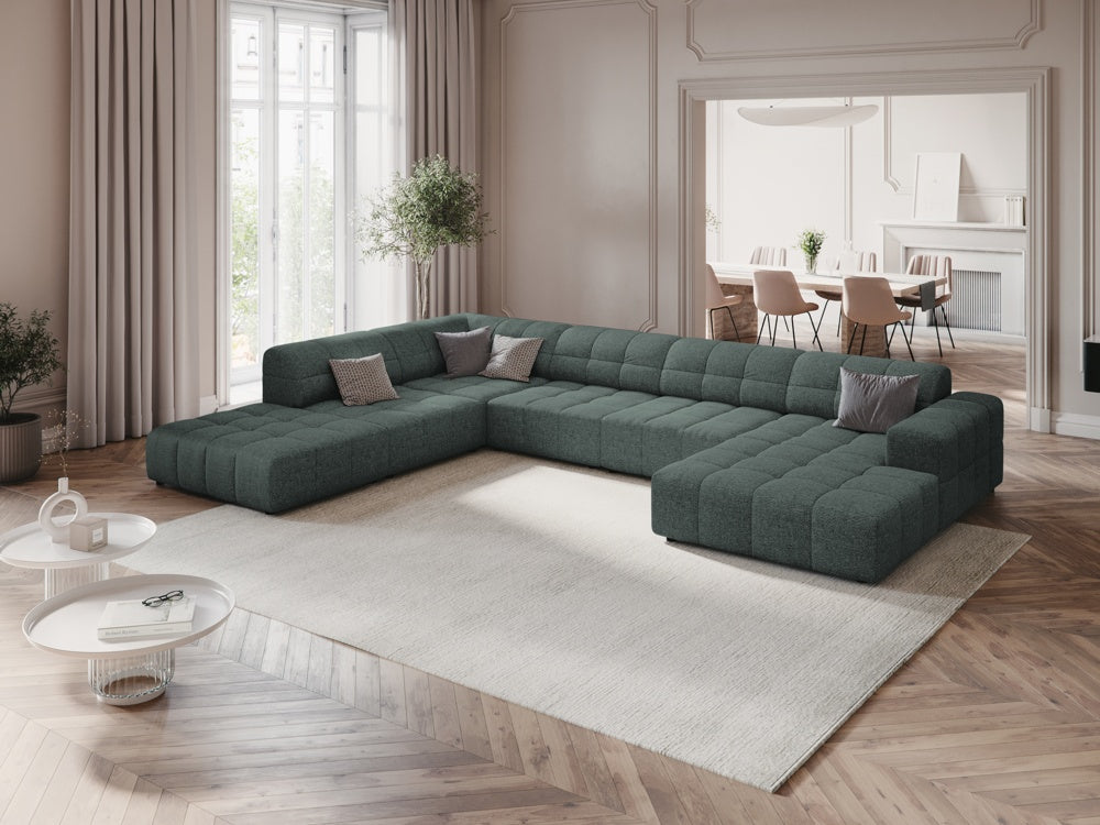 
7-Seater Designer Panoramic Sofa "Chicago" - Petrol Chenille / long side left