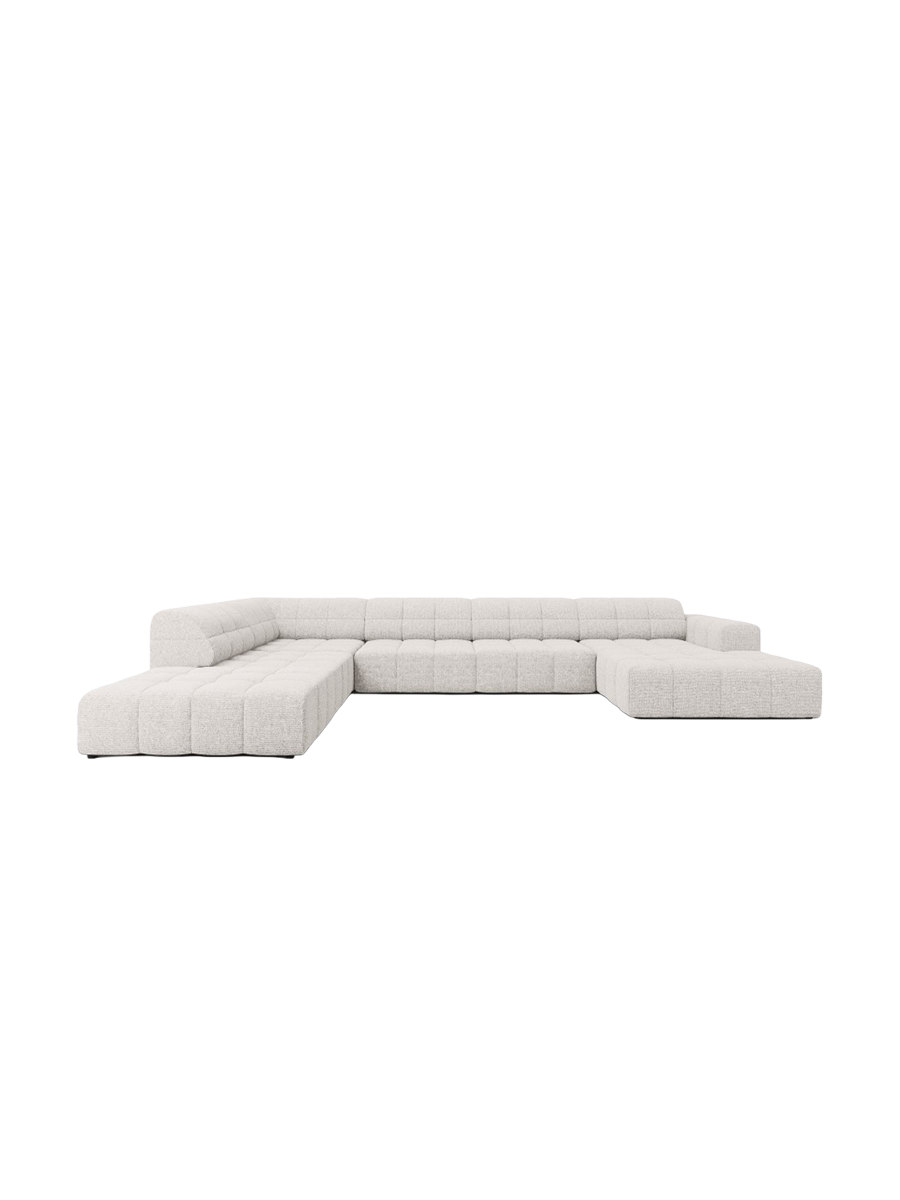 
7-Seater Designer Panoramic Sofa "Chicago" - Chenille Light Grey / long side left