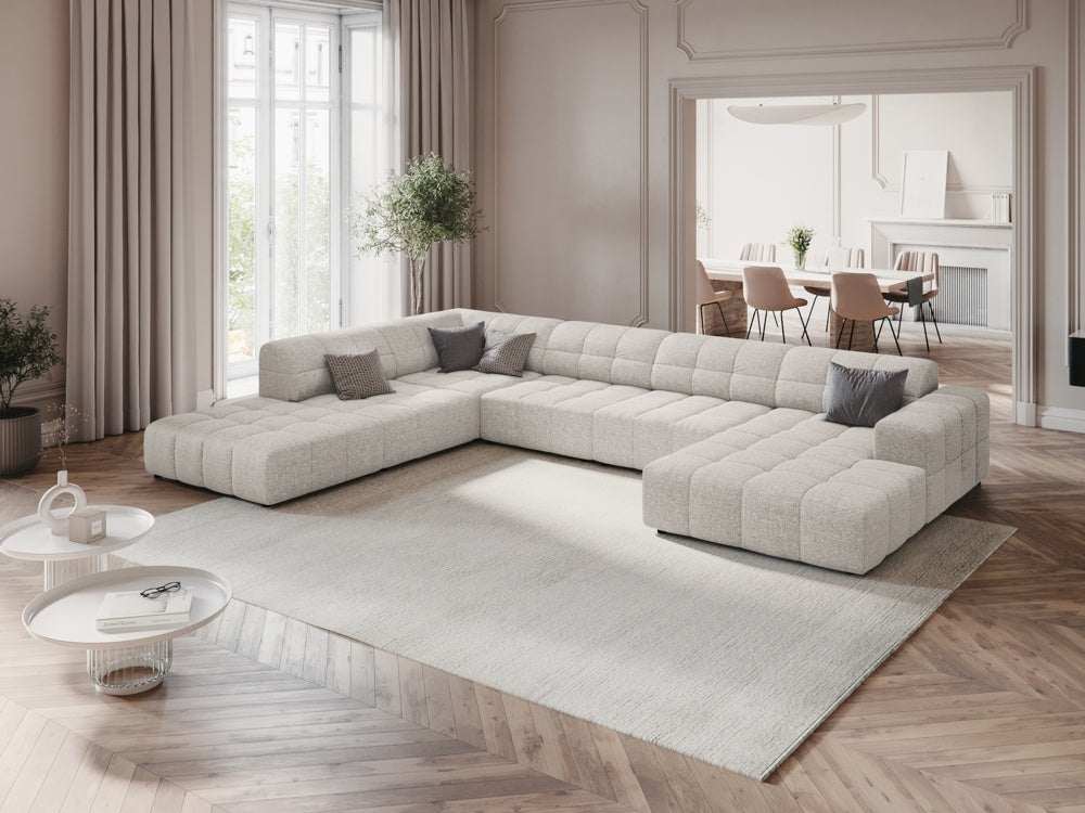 
7-Seater Designer Panoramic Sofa "Chicago" - Chenille Light Grey / long side left