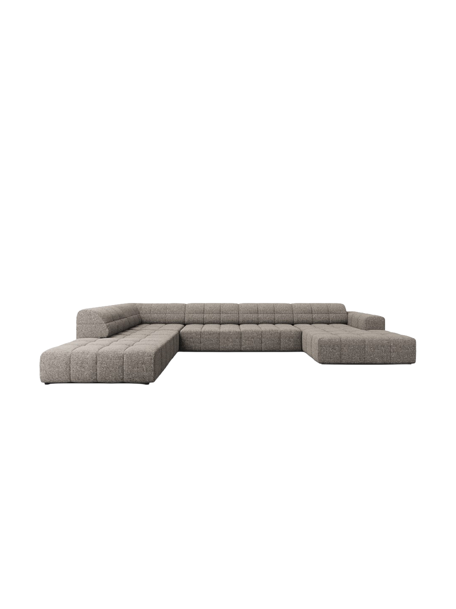 
7-Seater Designer Panoramic Sofa "Chicago" - Chenille Grey / long side left