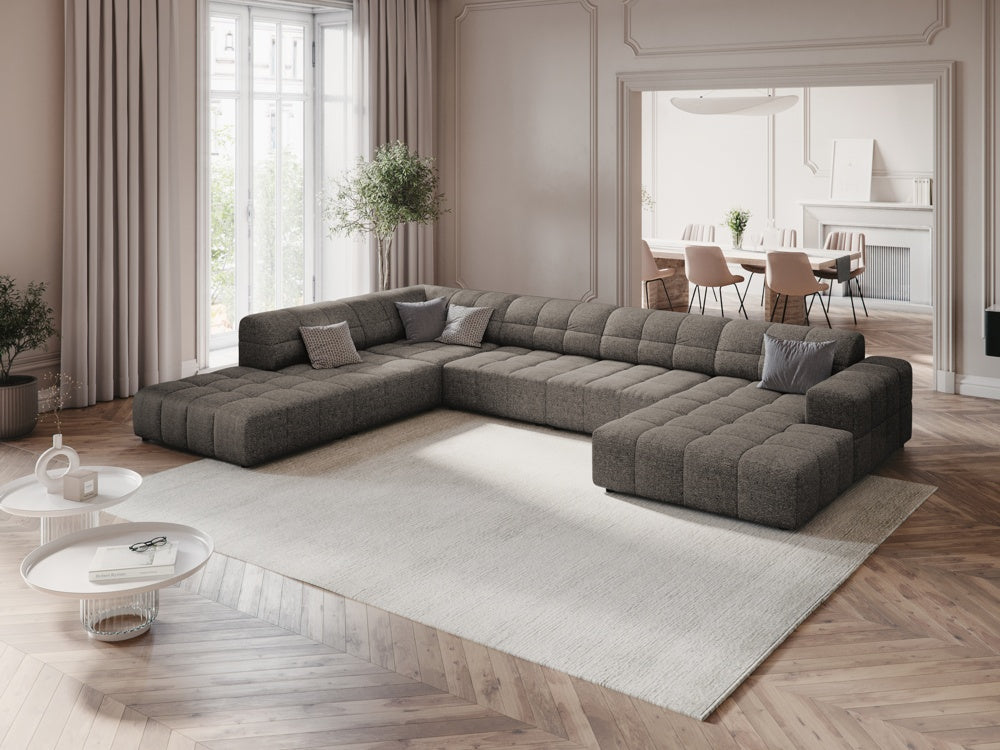 
7-Seater Designer Panoramic Sofa "Chicago" - Chenille Grey / long side left