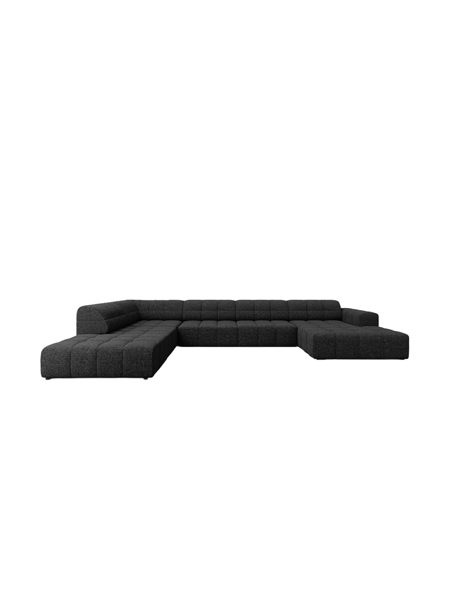
7-Seater Designer Panoramic Sofa "Chicago" - Chenille Black / long side left