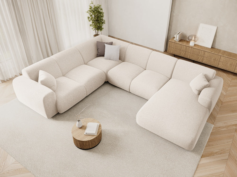 
6-Sitzer Design Panorama-Sofa „Nolio“ - Chenille Light Beige / lange Seite links