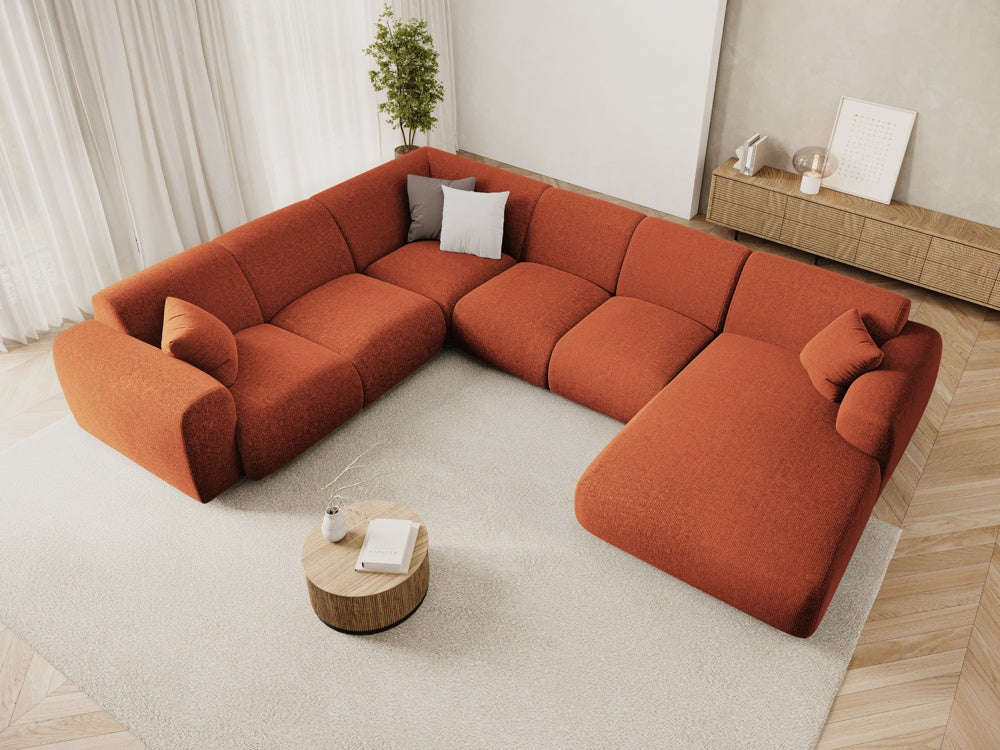 
6-Sitzer Design Panorama-Sofa „Nolio“ - Chenille Terracotta / lange Seite links