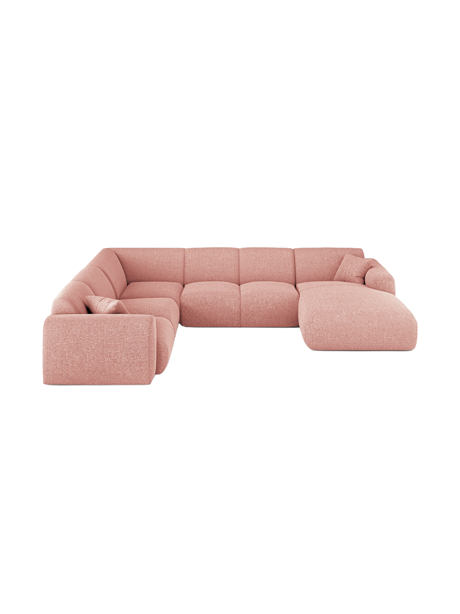 
6-Sitzer Design Panorama-Sofa „Nolio“ - Chenille Rosa / lange Seite links