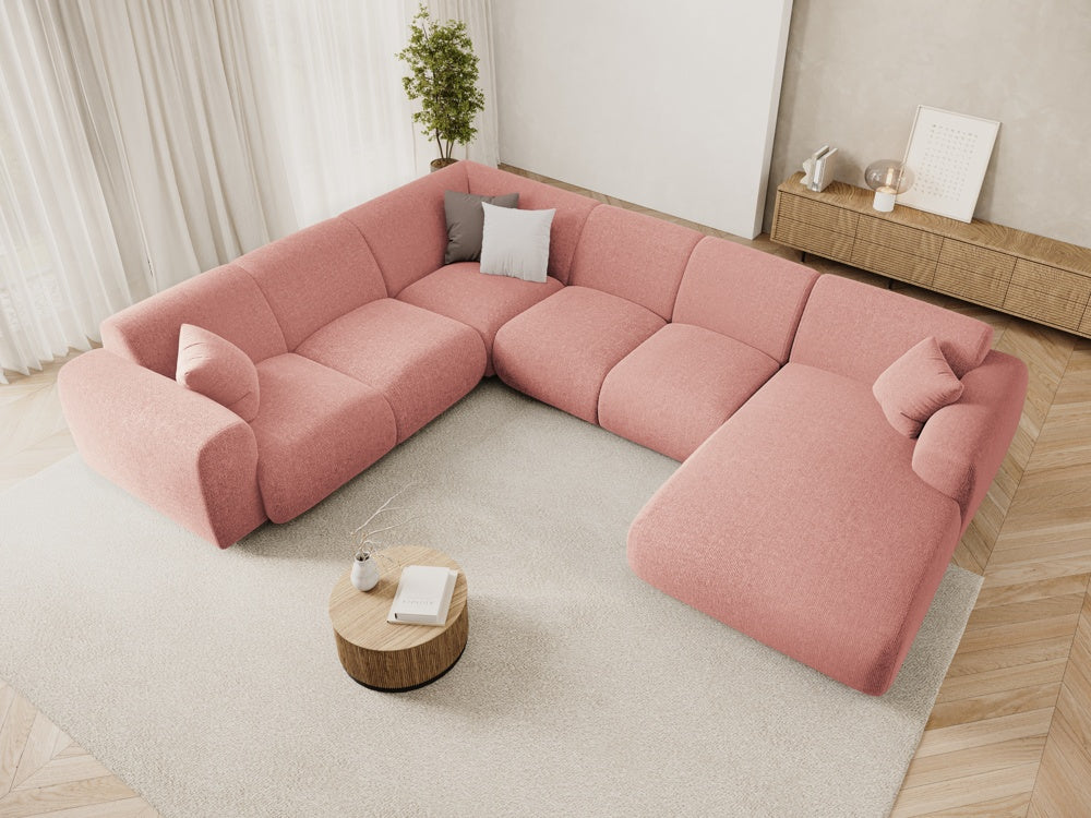 
6-Sitzer Design Panorama-Sofa „Nolio“ - Chenille Rosa / lange Seite links